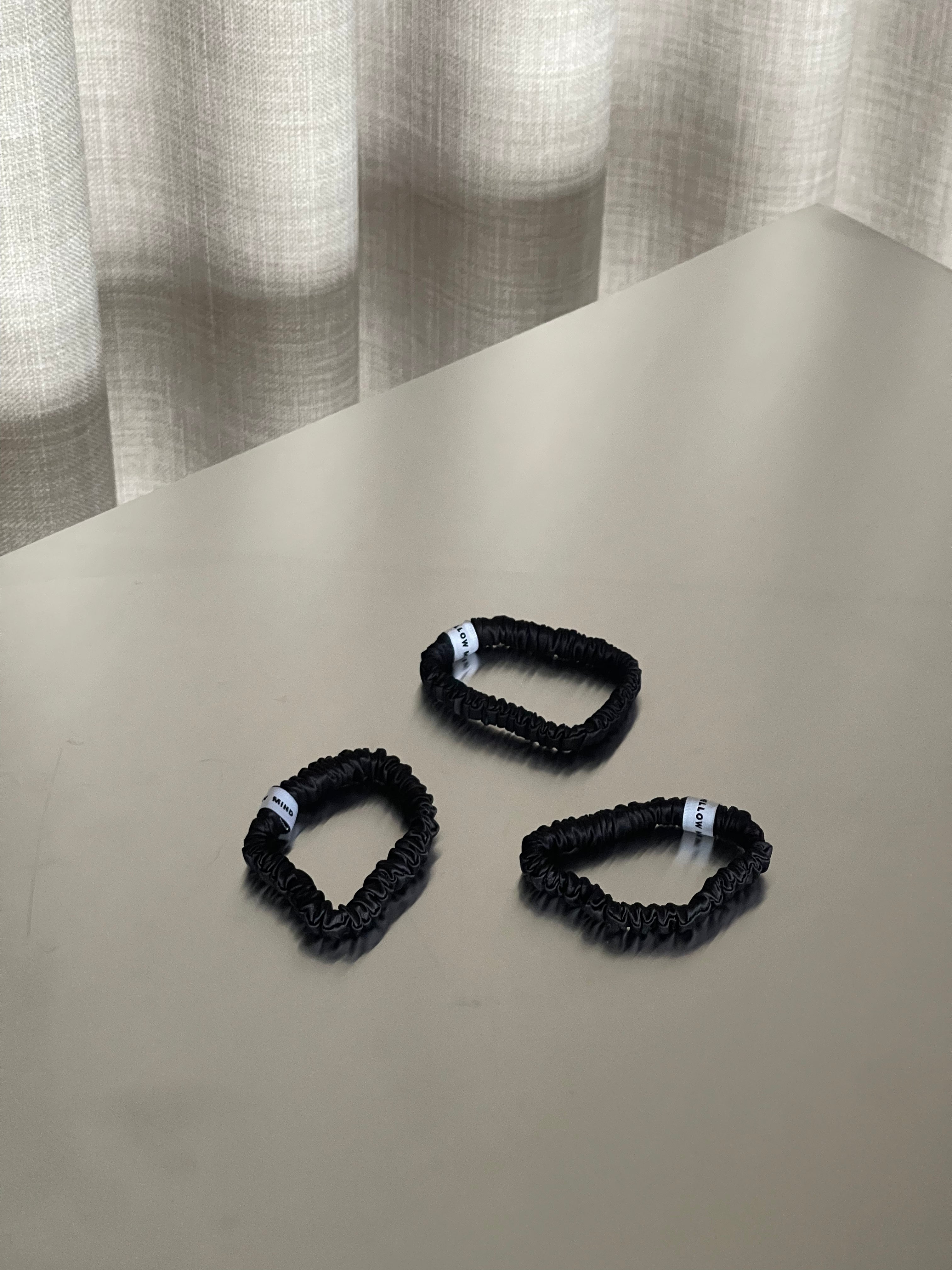 3-Pak Silke Scrunchies/Sort