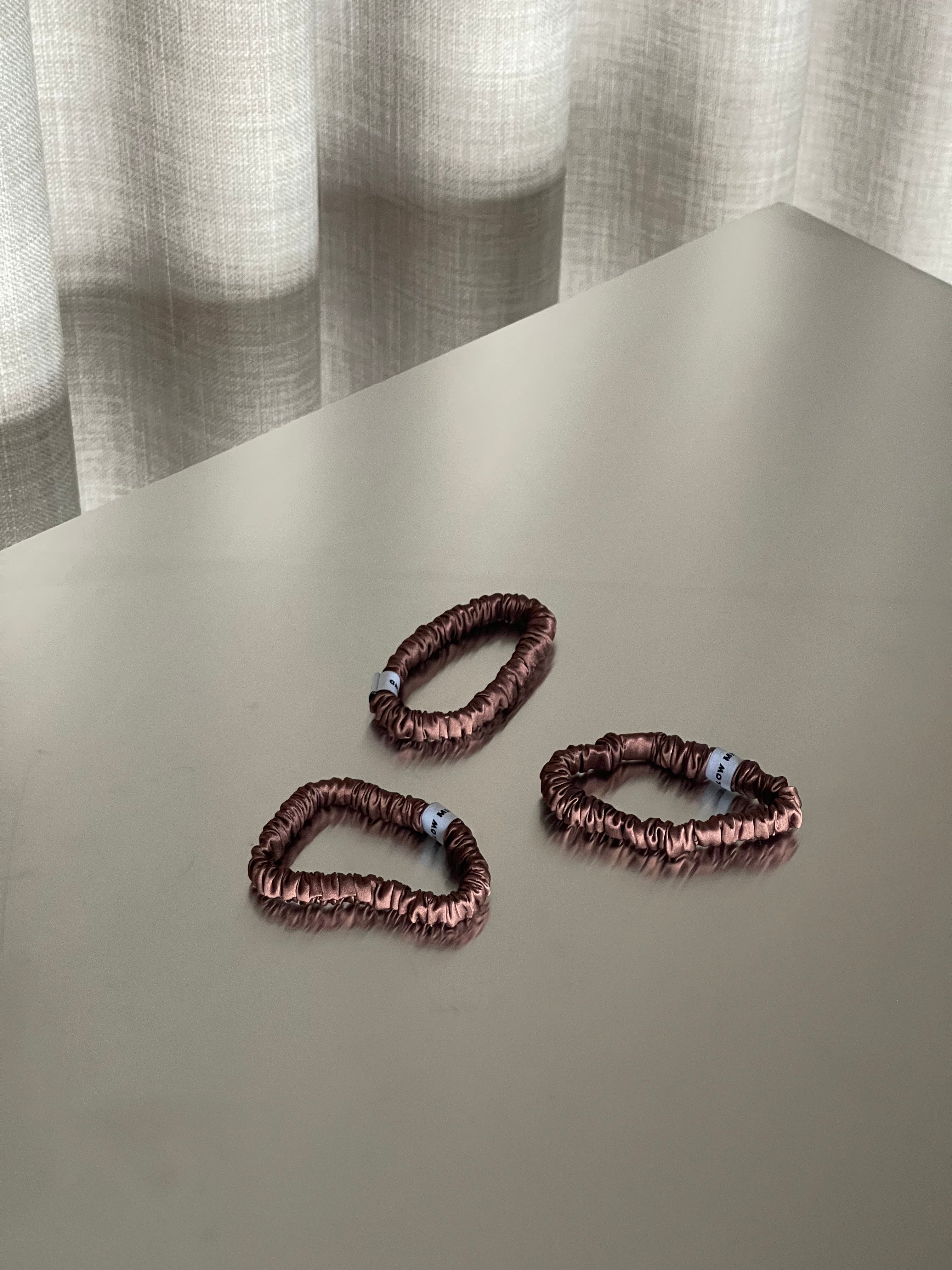 3-Pak Silke Scrunchies/Brun
