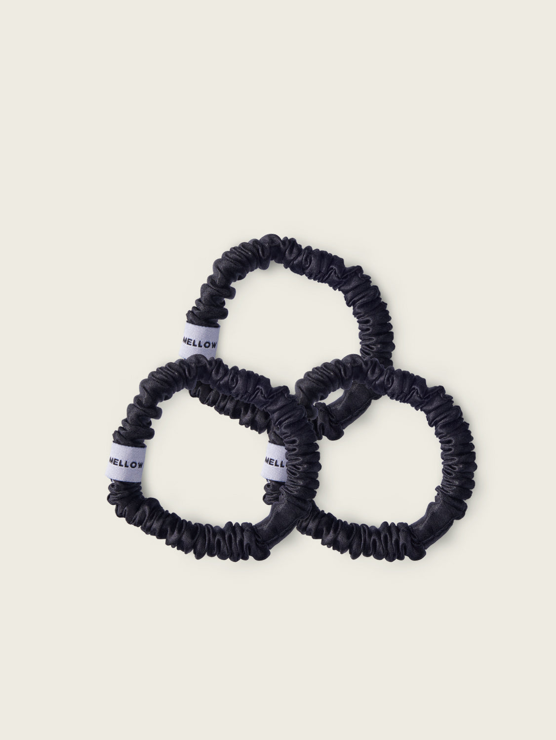 3-Pak Silke Scrunchies/Sort